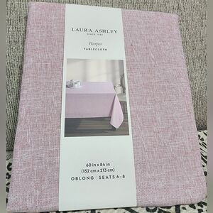 Laura Ashley Harper Luxuriously Smooth Fabric Tablecloth 60 In x 84 In Blush